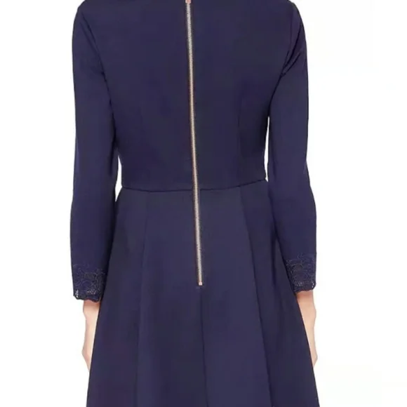 Ted Baker Emey Fit And Flare Lace Cut Navu Blue Dress - Picture 6 of 6